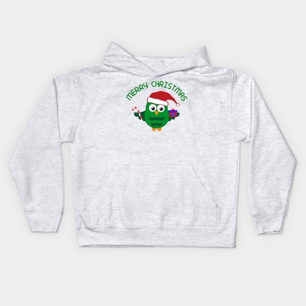 Santa Claus Owl Kids Hoodie by Scar